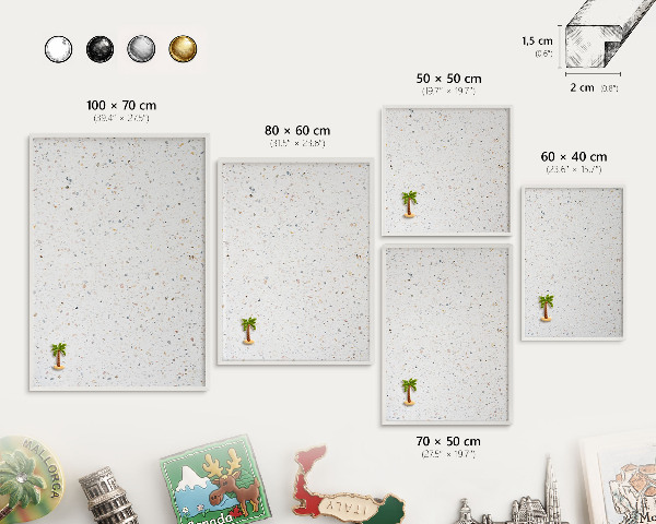 Lavagna magnetica stampata per calamite con cornice bianca Motivo terrazzo