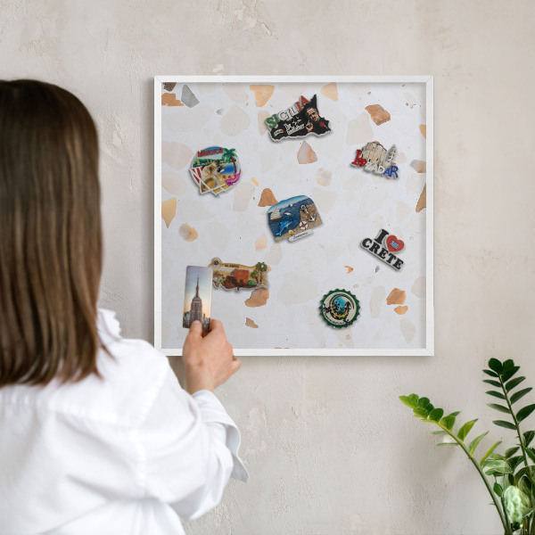 Lavagna magnetica da parete per calamite di colore bianco Mosaico caldo