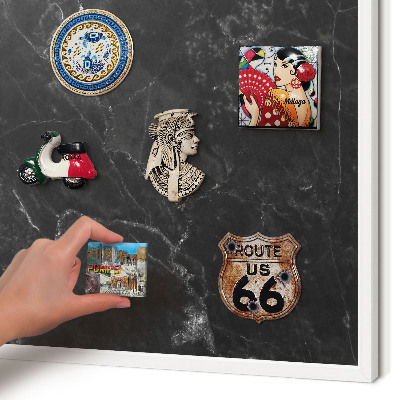 Lavagna magnetica da parete per calamite di colore bianco Marmo nero