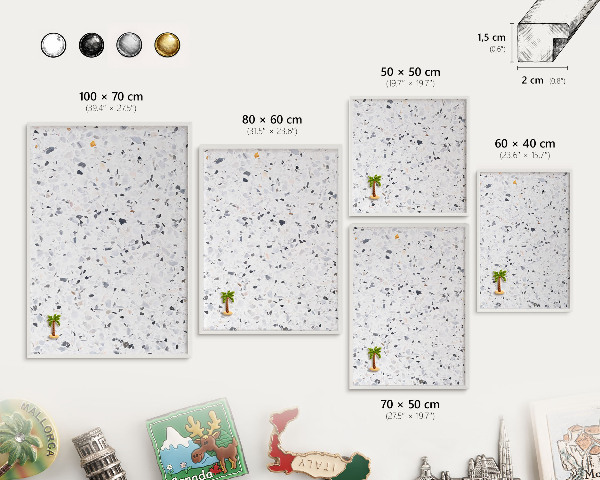 Lavagna magnetica stampata per calamite con cornice bianca Stile terrazzo