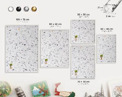 Lavagna magnetica stampata per calamite con cornice bianca Stile terrazzo