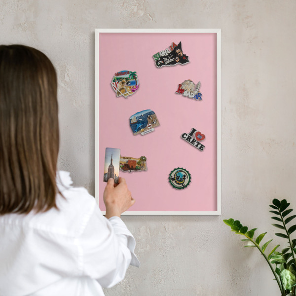 Lavagna magnetica da parete per calamite di colore bianco Rosa chiaro