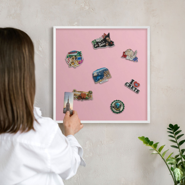 Lavagna magnetica da parete per calamite di colore bianco Rosa chiaro