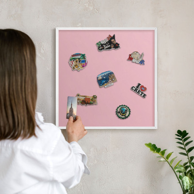 Lavagna magnetica da parete per calamite di colore bianco Rosa chiaro