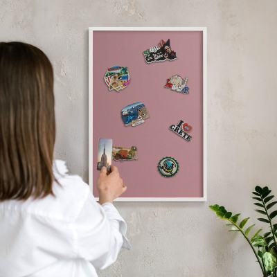 Lavagna magnetica da parete per calamite di colore bianco Rosa cipria