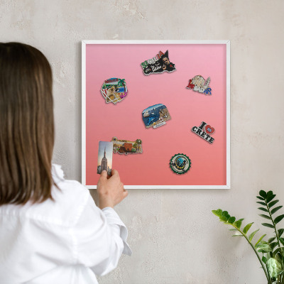 Lavagna magnetica da parete per calamite di colore bianco Rosa arancione