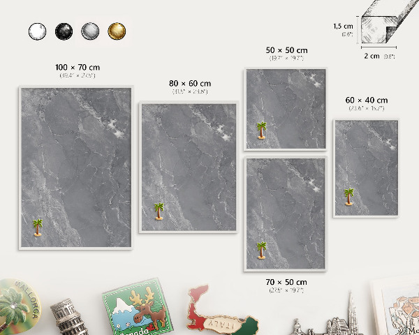 Lavagna magnetica stampata per calamite con cornice bianca Marmo grigio