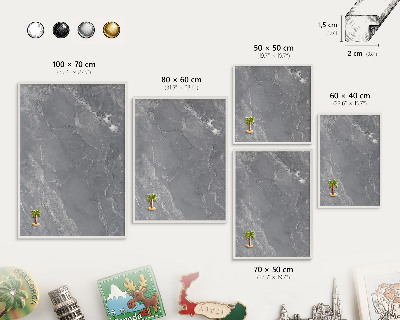 Lavagna magnetica stampata per calamite con cornice bianca Marmo grigio