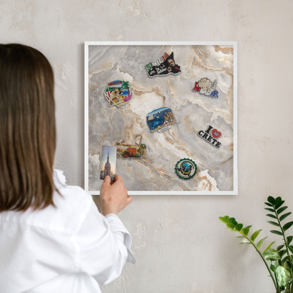 Lavagna magnetica da parete per calamite di colore bianco Eleganza del marmo