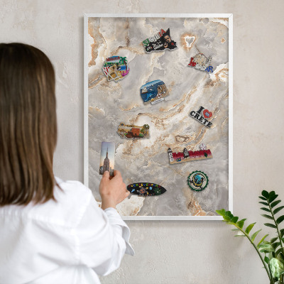 Lavagna magnetica da parete per calamite di colore bianco Eleganza del marmo