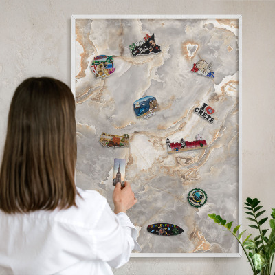 Lavagna magnetica da parete per calamite di colore bianco Eleganza del marmo