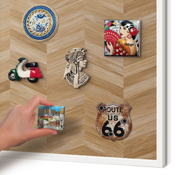 Lavagna magnetica stampata per calamite con cornice bianca Spina di pesce in legno