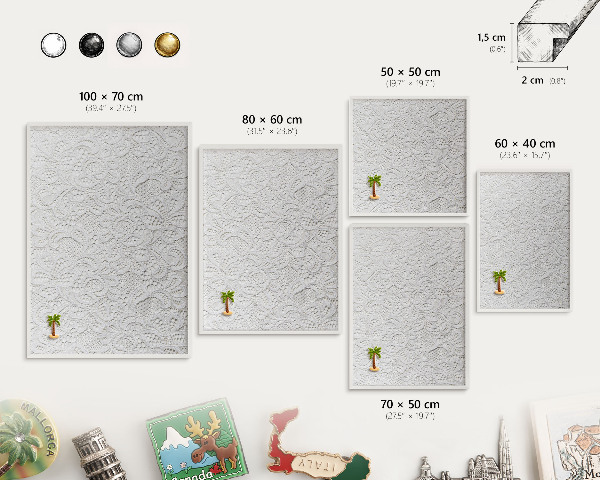Lavagna magnetica da parete per calamite di colore bianco Eleganza traforata