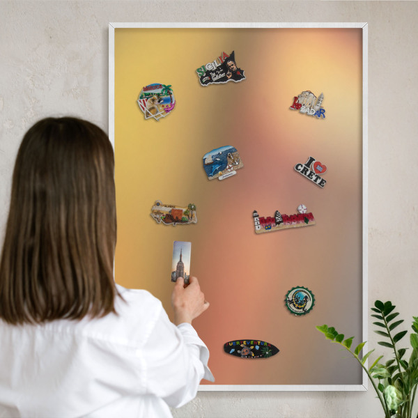 Lavagna magnetica da parete per calamite di colore bianco Bagliore colorato