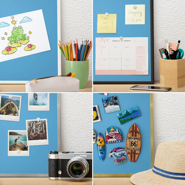 Lavagna magnetica stampata per calamite con cornice bianca Acqua blu