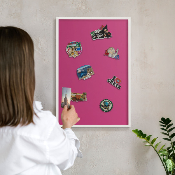 Lavagna magnetica da parete per calamite di colore bianco Rosa intenso