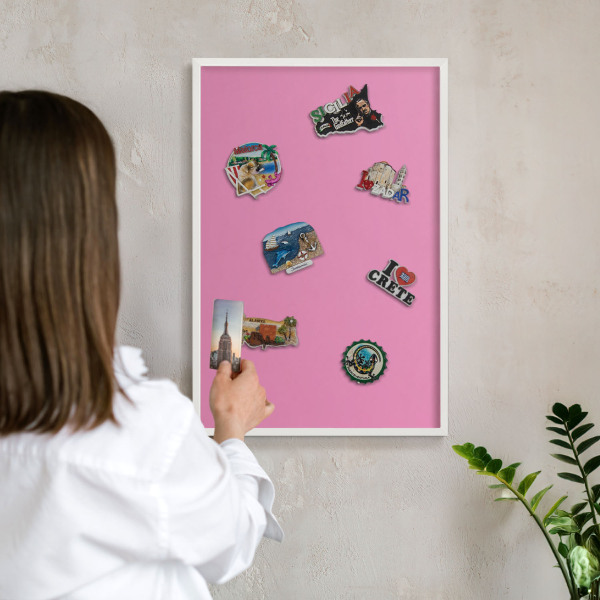 Lavagna magnetica da parete per calamite di colore bianco Rosa freddo