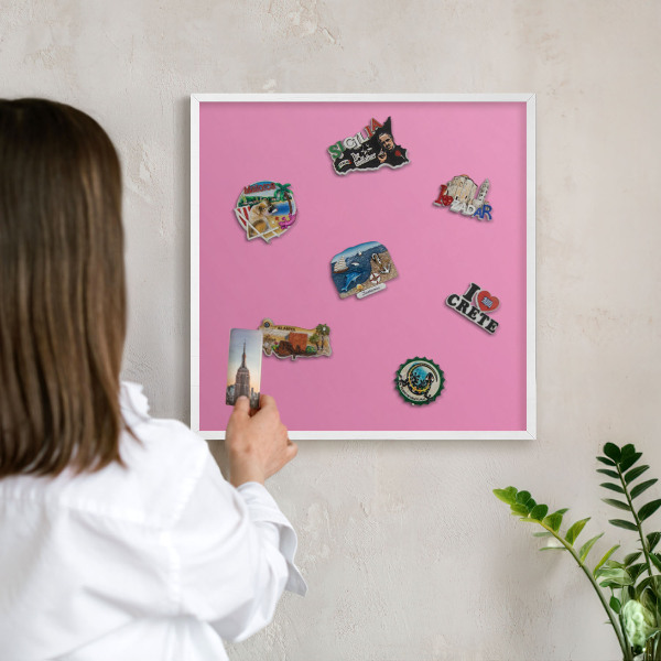 Lavagna magnetica da parete per calamite di colore bianco Rosa freddo