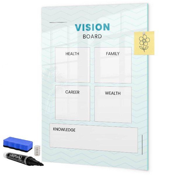 Lavagna magnetica con pennarelli Vision Board per gli obiettivi di vita