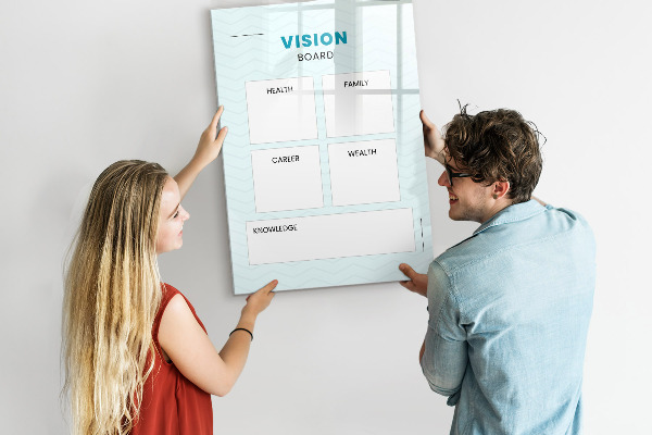 Lavagna magnetica con pennarelli Vision Board per gli obiettivi di vita