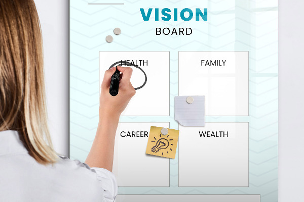 Lavagna magnetica con pennarelli Vision Board per gli obiettivi di vita