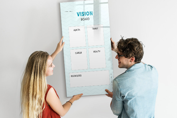 Lavagna magnetica con pennarelli Vision Board per gli obiettivi di vita