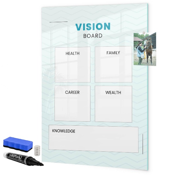 Lavagna magnetica con pennarelli Vision Board per gli obiettivi di vita
