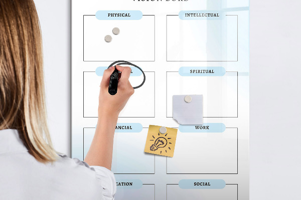 Lavagna magnetica scrivibile Vision Board per obiettivi personali