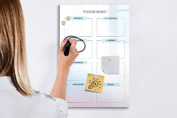 Lavagna magnetica scrivibile Vision Board per obiettivi personali