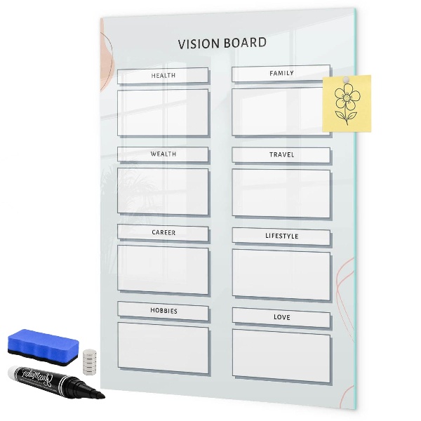 Lavagna magnetica con pennarelli Vision Board per una vita migliore