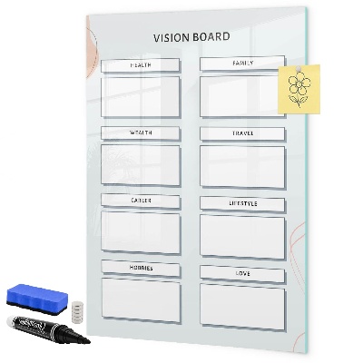 Lavagna magnetica con pennarelli Vision Board per una vita migliore