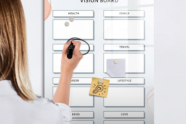 Lavagna magnetica con pennarelli Vision Board per una vita migliore