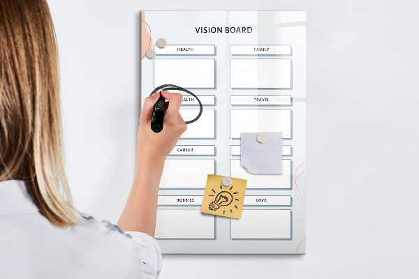Lavagna magnetica con pennarelli Vision Board per una vita migliore