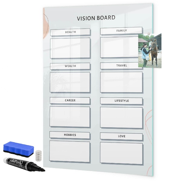 Lavagna magnetica con pennarelli Vision Board per una vita migliore