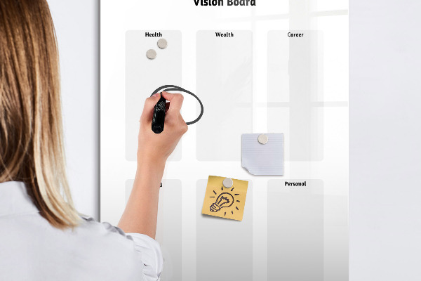 Lavagna magnetica con pennarelli Vision Board per gli obiettivi di vita