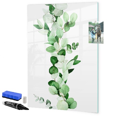 Lavagna magnetica con pennarelli Motivo verde con spazio per le foto