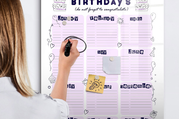 Lavagna magnetica con pennarelli Calendario dei compleanni con spazio per le foto