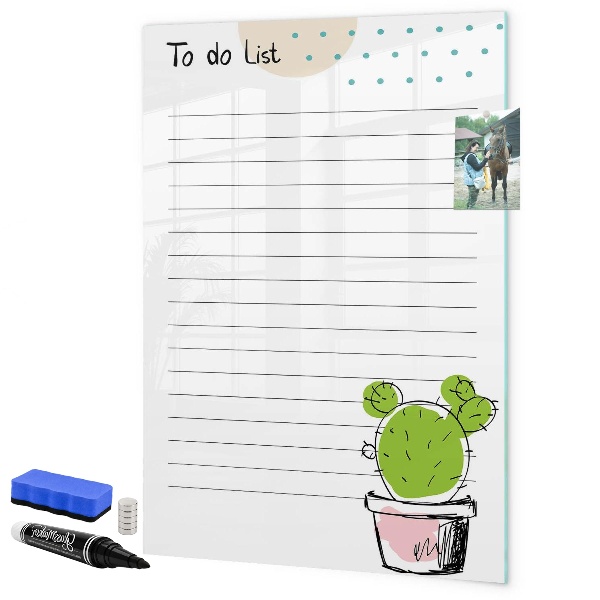 Lavagna magnetica scrivibile Una lista di cose da fare con un tocco creativo