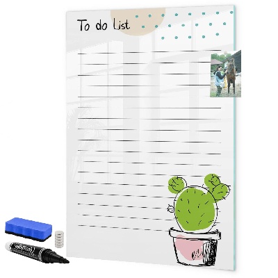 Lavagna magnetica scrivibile Una lista di cose da fare con un tocco creativo