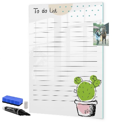 Lavagna magnetica scrivibile Una lista di cose da fare con un tocco creativo