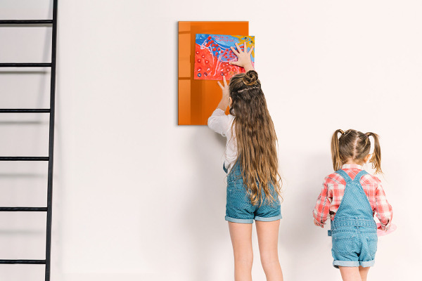 Lavagna magnetica con pennarelli Lavagna arancione per appunti e foto