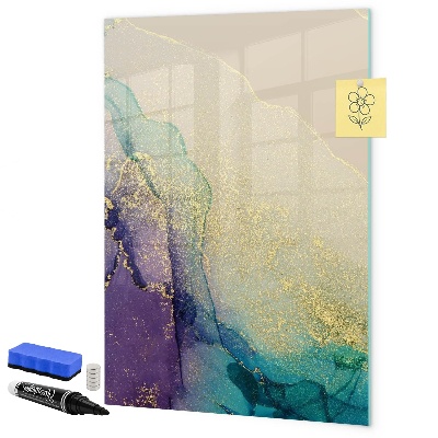 Lavagna magnetica scrivibile Ricordi colorati su una bacheca di sughero.