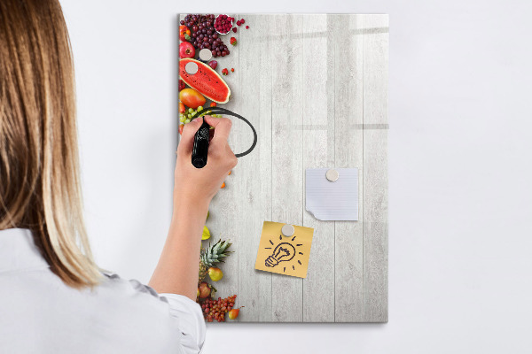 Lavagna magnetica con pennarelli Vassoio di frutta creativo con foto