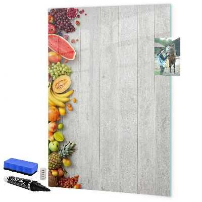 Lavagna magnetica con pennarelli Vassoio di frutta creativo con foto