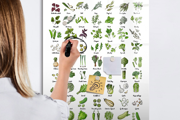 Lavagna magnetica con pennarelli Verdure ed erbe aromatiche in grafica