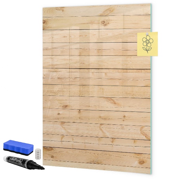 Lavagna magnetica scrivibile Lavagna per appunti su sfondo di legno