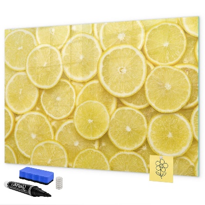Lavagna magnetica scrivibile Motivo a limoni con foto e accessori