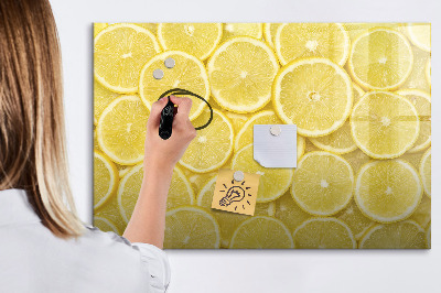 Lavagna magnetica scrivibile Motivo a limoni con foto e accessori