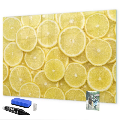 Lavagna magnetica scrivibile Motivo a limoni con foto e accessori