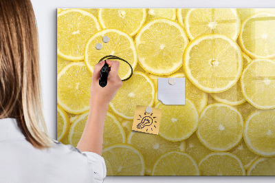 Lavagna magnetica scrivibile Motivo a limoni con foto e accessori